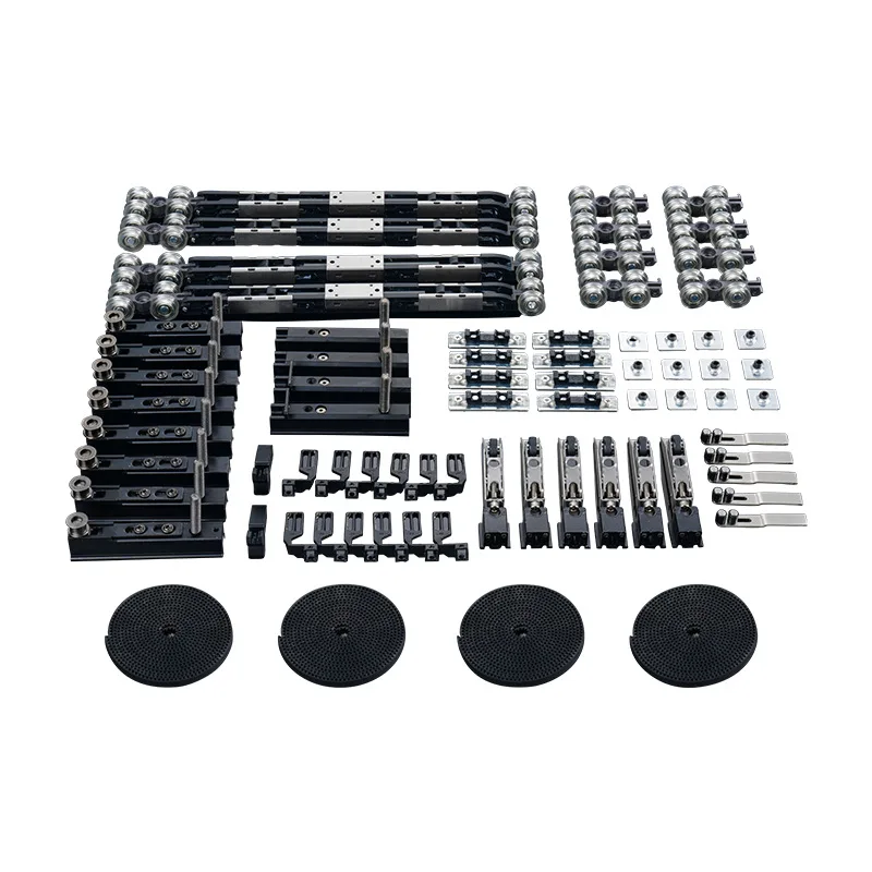 Slow Closing Hanging Rail Soft Closing Narrow Frame 3 Panels Linkage Sliding Door System Roller Wheel