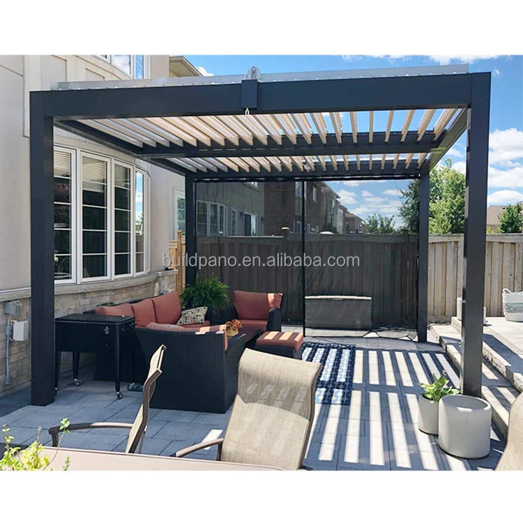 2025 European standard LED Lights Luxury Modern Outdoor Pergola Aluminium Waterproof Louver Roof Metal Garden Pergola