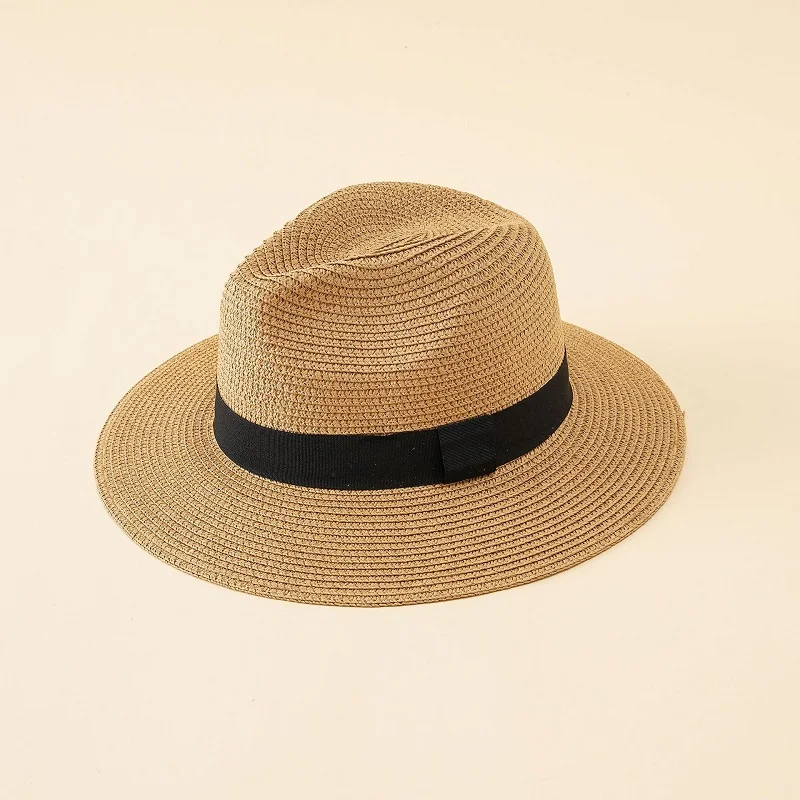 Solid color women men traveling summer straw visor hat custom beach hats