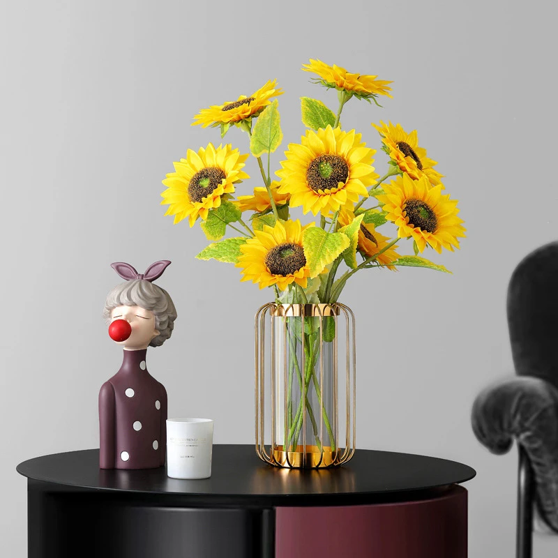 Flower Vases Tall Bud Clear Cheap Acrylic Luxury Gold Modern Metal Crystal Nordic Flower Decoration Glass Vase Decor For Home