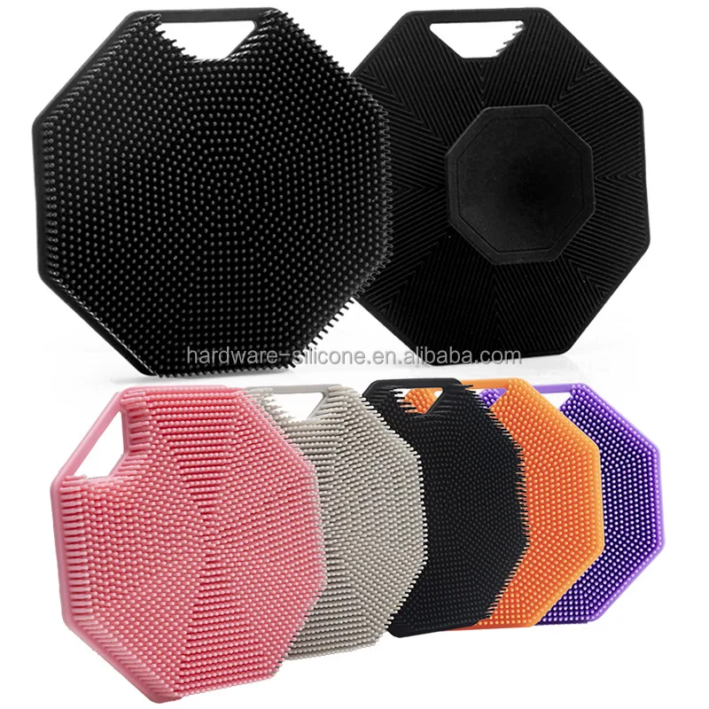 Wholesale New design soft Silicone Body Scrubber Hexagon Shape Bath brush Silicone Body Brush baby hair brush