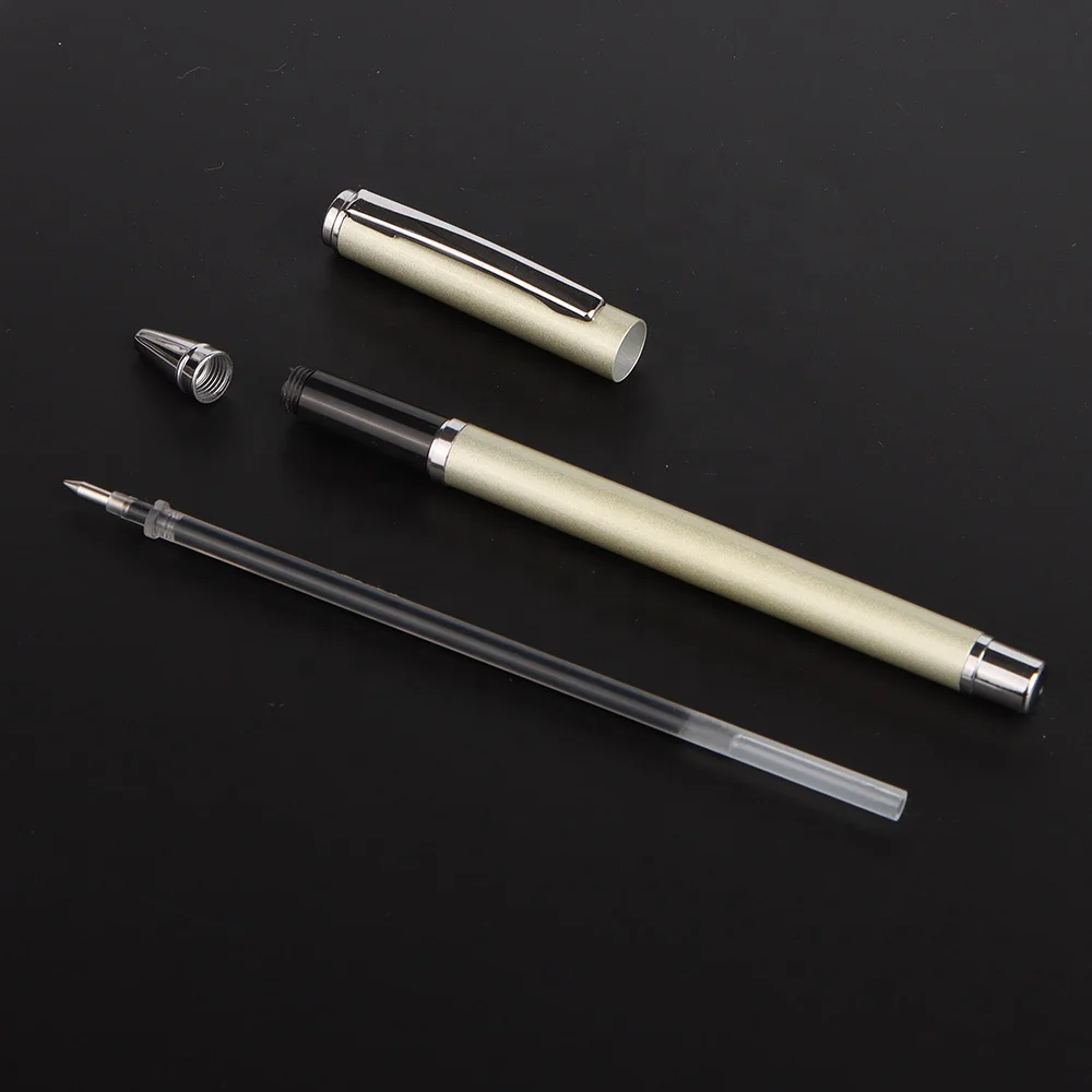 Hot Selling Promotional Writing Smoothly Simple Metal Gel Pen Custom Logo Metal Roller Pen for Business Gift