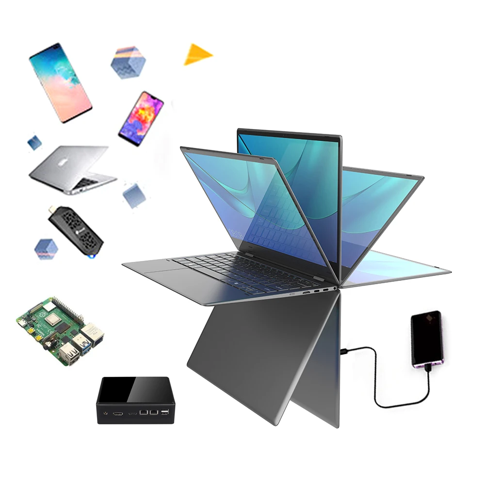 Сенсорный дисплей Lapdock 13,3 с поворотом на 360 градусов гибкость использования в качестве ноутбука, планшета, портативного монитора с клавиатурой dex station