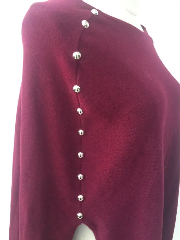 
Classic fashion cashmere fabric shawl with metal studs parts autumn spring shawl manufacturers 