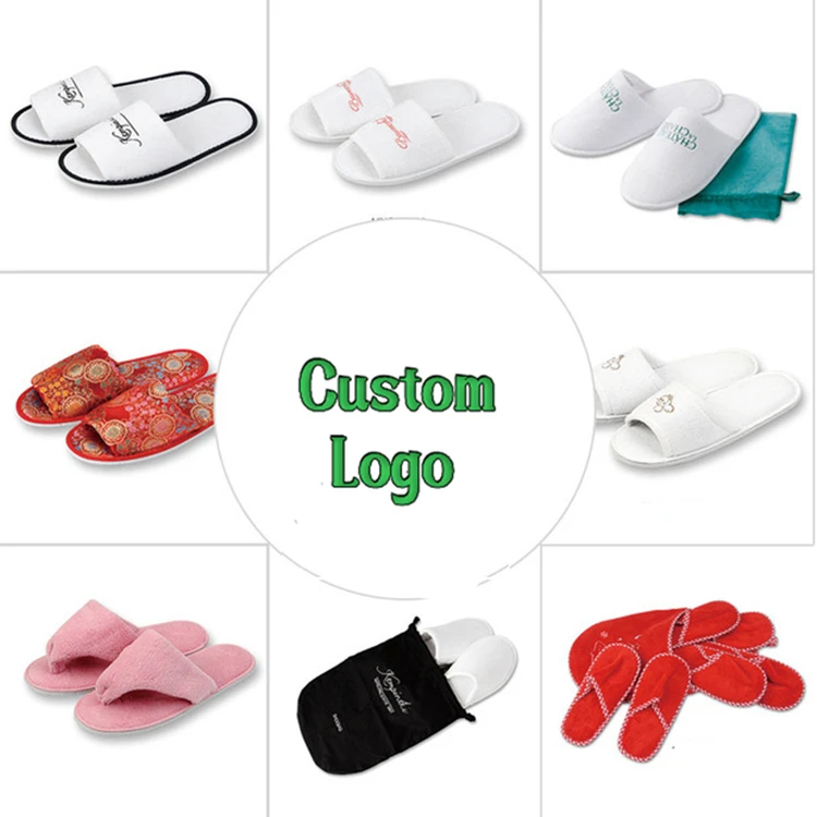 Custom Logo Cheap Closed Toe Hotel Slippers Disposable Indoor Spa Slippers Customized Home Slippers