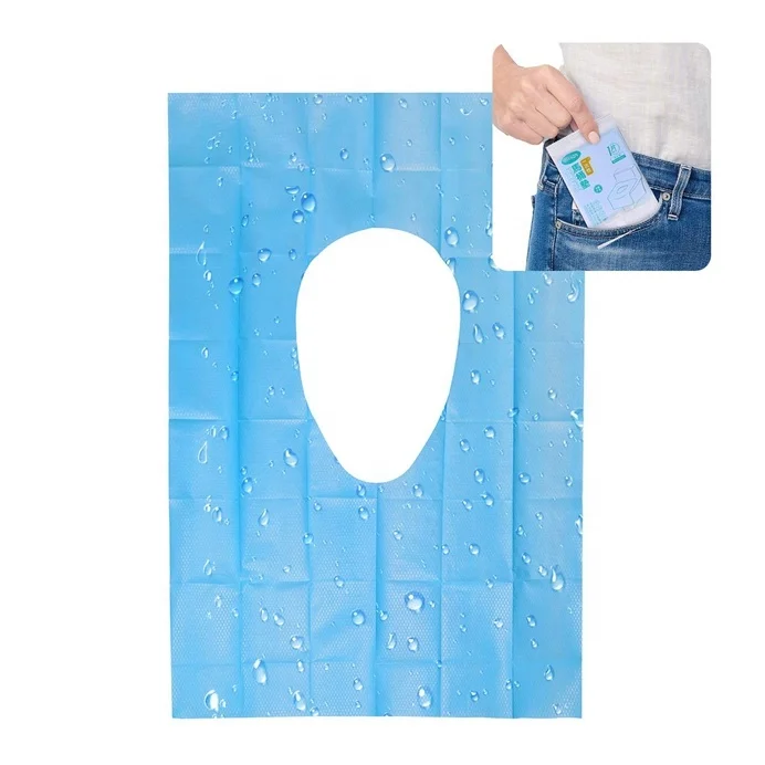 Disposable Waterproof Plastic Blue Toilet Seat Cover Paper