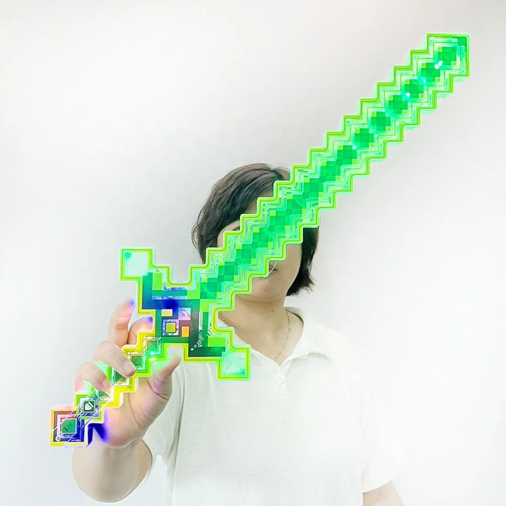 New Led Light-up Saber With Sound For Kids Toy Transparent Pixel Light up plastic Sword