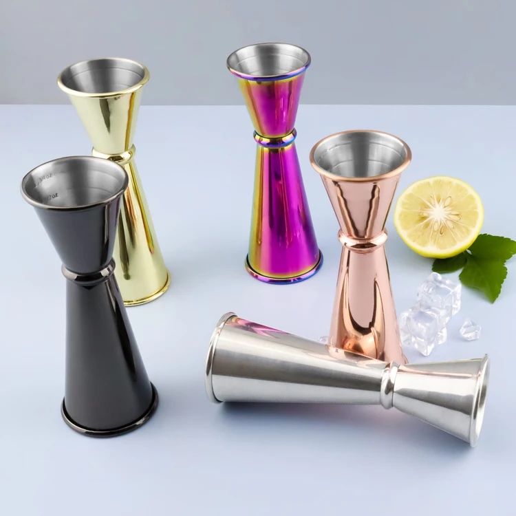Custom Metal Jigger 2 oz 1 oz Stainless Steel Double Cocktail Jigger Alcohol Measuring Cup For Bartending
