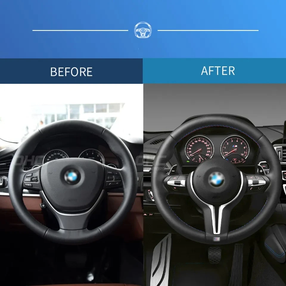 Кожаное рулевое колесо на заказ подходит для BMW M5 F10 F30 F18 M6 F06 F12 F01 F02 F03 M3 M спортивный светодиодный руль из