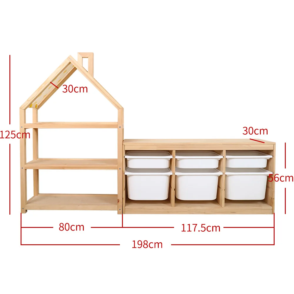 Kids Bedroom Toys Drawing Books Solid Wood Storage Shelves Combination Type Daycare Detachable Cabinet