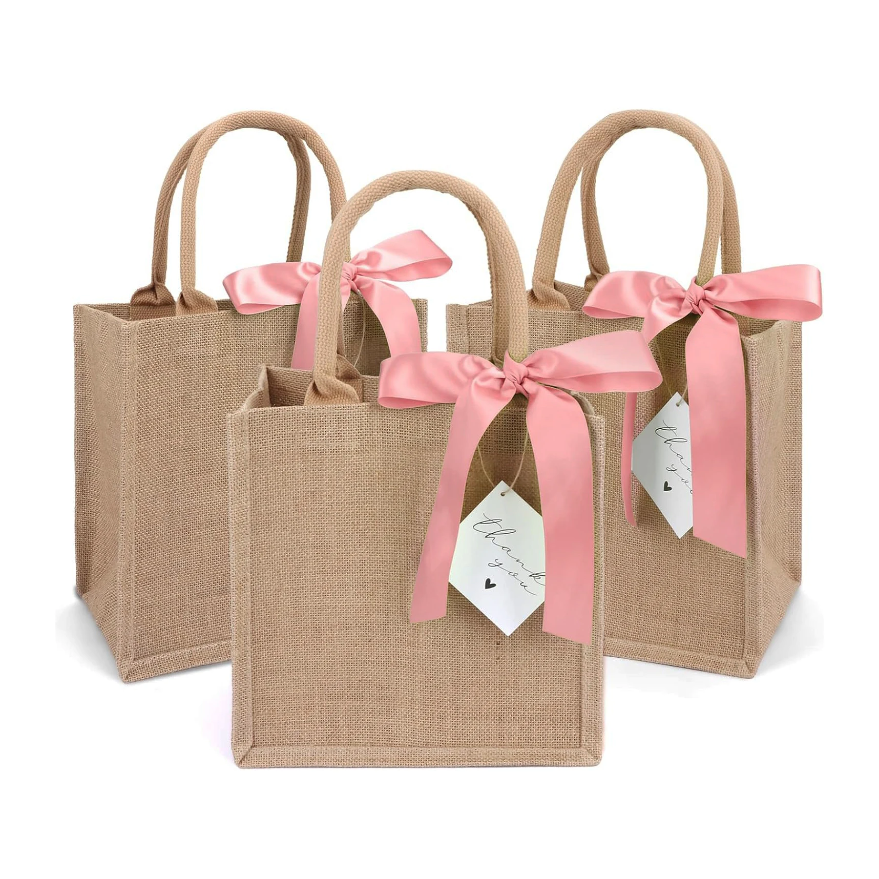 2024 waterproof Pink ribbon women luxury Mother gift Party tote for guest favor jute shopping beach Bridesmaid Wedding bag