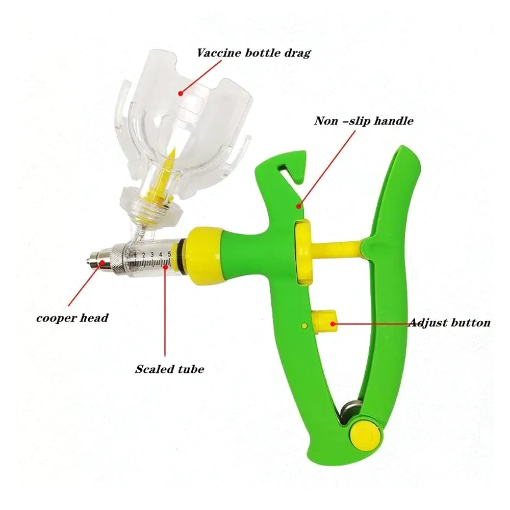 5ML Green Automatic Continuous Veterinary Syringe Gun with High Capacity Efficient and Convenient Syringes