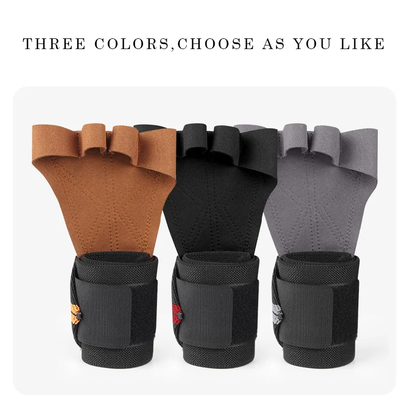 Gymnastics Grips Anti-Skid Fitness Wrist Support Hard Pull Power Belt Cowhide Lifting Straps
