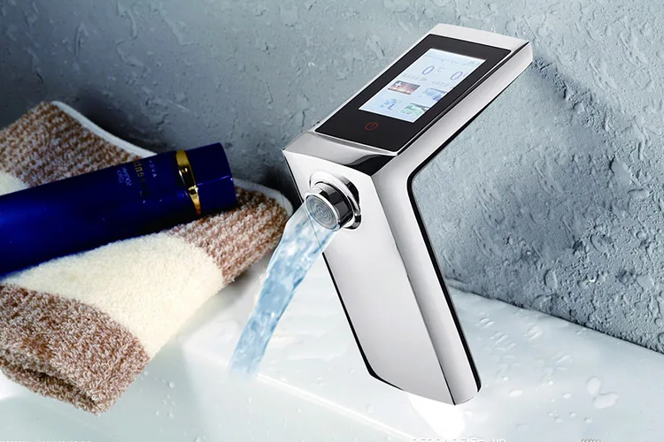 Touch Screen Digital Instant Electric Water Heater Faucet Deck Mounted Sensor Basin Faucet