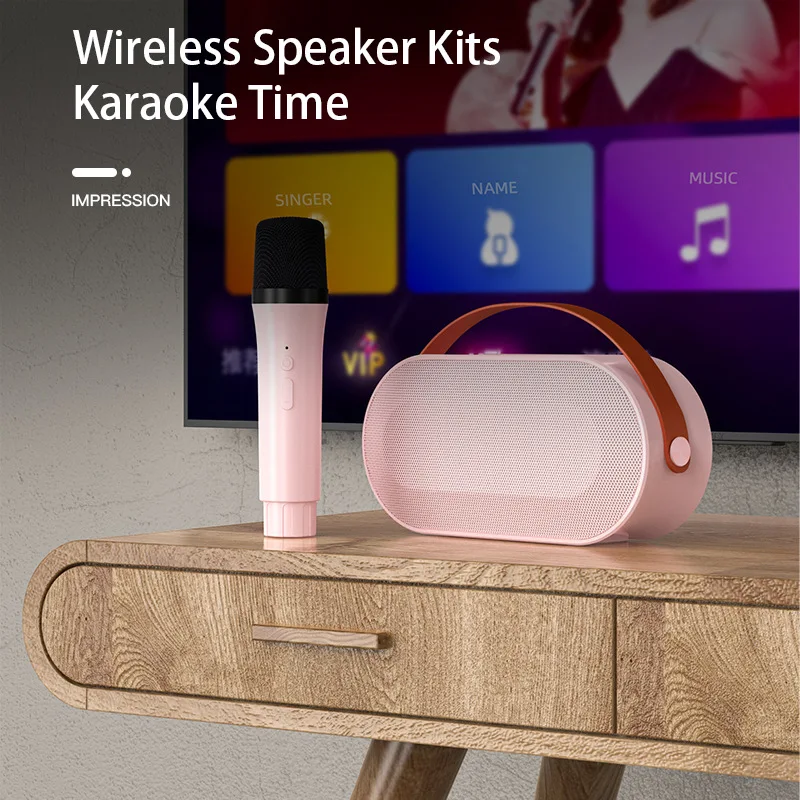 New Wireless K-Song Bluetooth Speaker Portable Home Outdoor Karaoke Colorful Atmosphere Light K-Song Integrated Sound System