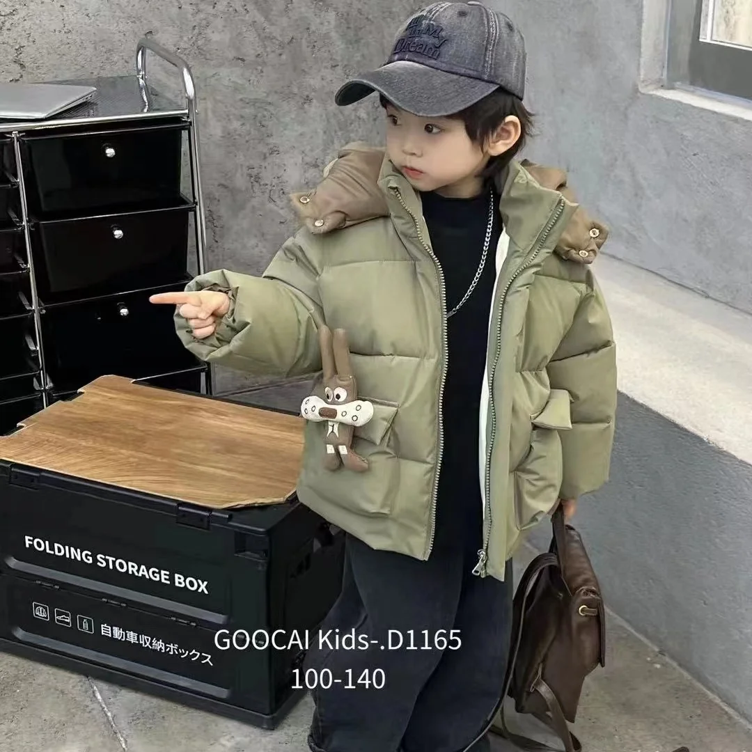 2024 Newest Winter Autumn Kids Warm Jackets Thickening with Cute Cartoon Pattern Solid Zipper Closure Casual Baby Coat