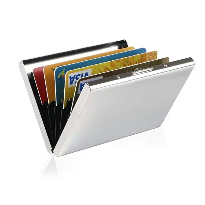 
Minimalist Men Front Pocket URAQT Stainless Steel RF Slim RFID Carbon Fiber Credit Card Holder Wallet 