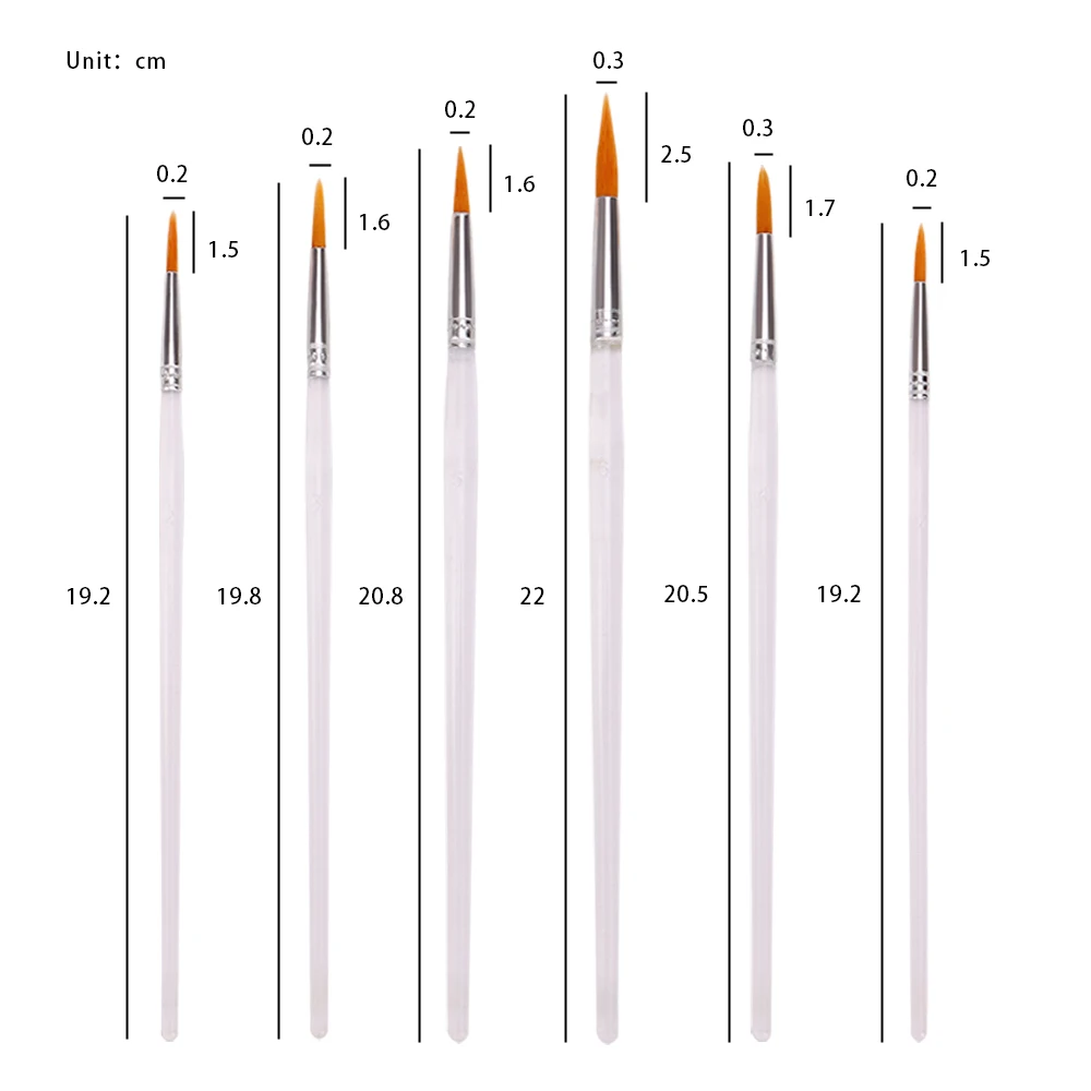 Keep Smiling 6pcs White Handle Nylon Hair Art Watercolor Painting Brushes Set For Painting