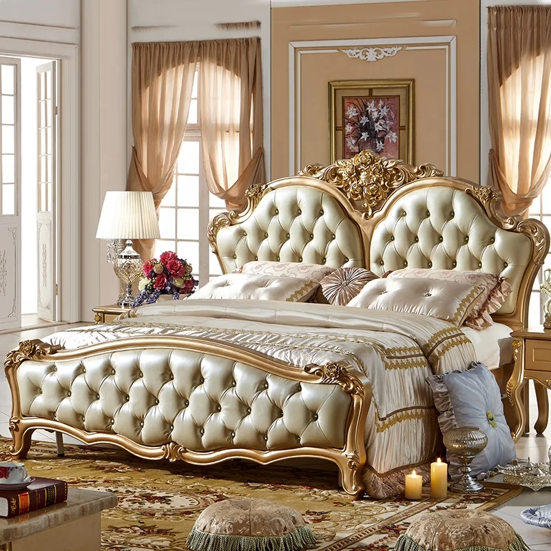 Французская Роскошная простая современная кровать для хранения из массива дерева