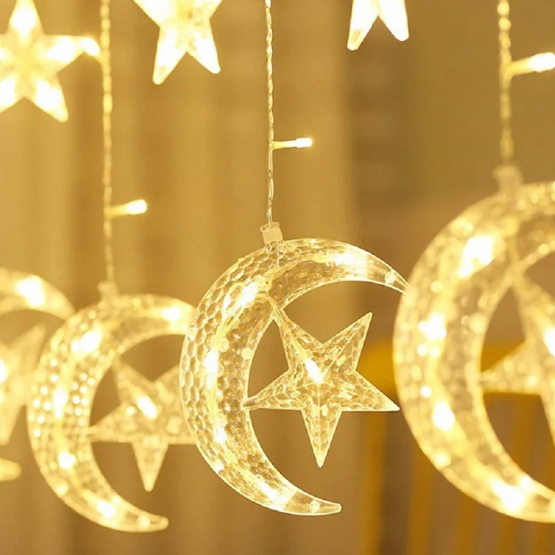 Ramadan Decoration Lights String Stars Moon Curtain Lights Eid Decoration Lights