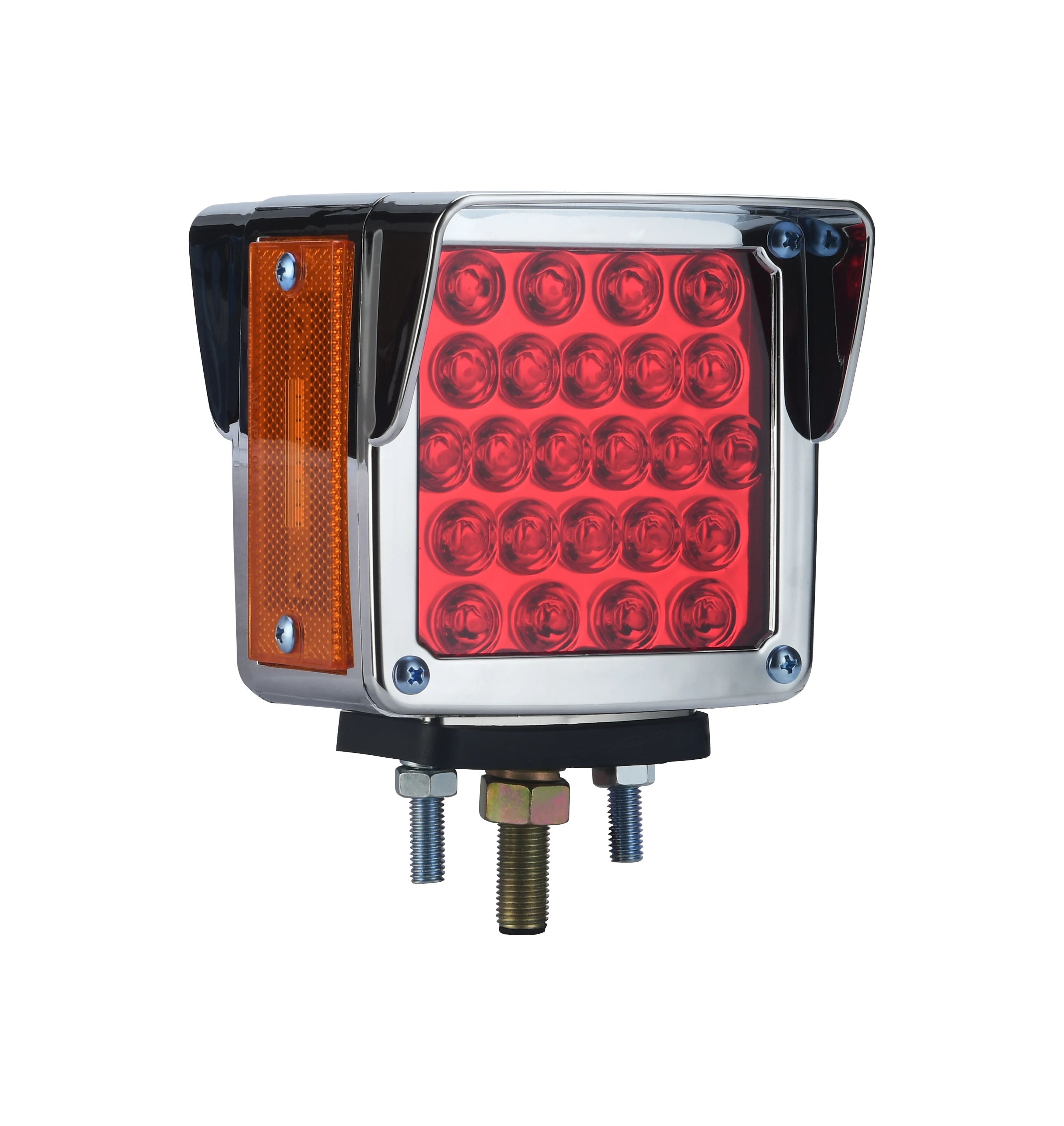 Double Face Trailer Pedestal Turn Signal Parking Lights with Chrome Visors for Peterbilt Freightliner Kenworth