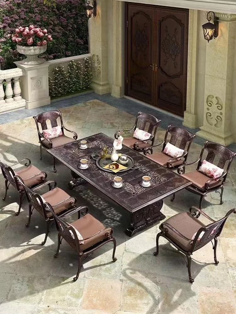 Luxury Modern Outdoor Dining Table And Chair Set 10 Person Patio Square Outdoor Dining Set