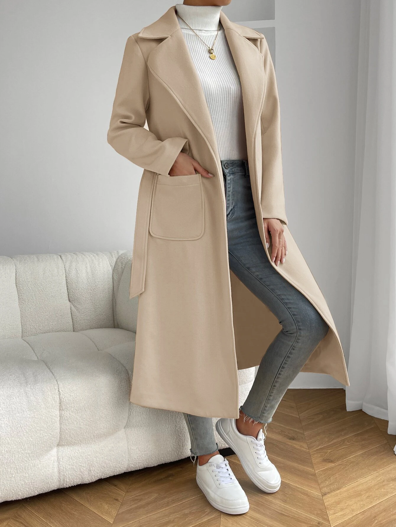 Fall/Winter Europe and America new style classy Mid-length coat