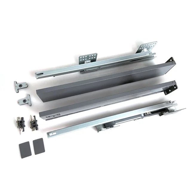 Meaton Hot Soft closing Metal tandem slim box for kitchen drawer at Height 63mm Morden slim box no edge sychronization