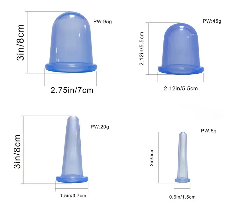 4pcs/Set Facial Cups set Anti Cellulite Silicone Medical Vacuum Massage Cupping Cup Therapy
