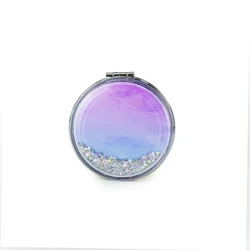 Customized Logo Hand Mirror Quicksand Compact Mirror Water Liquid Round Makeup Mirror New 2022