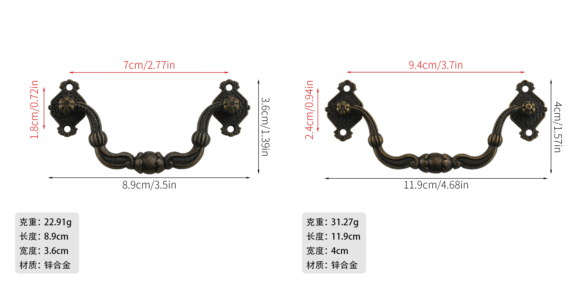 New Chinese classical zinc alloy handles are used for furniture hardware in wardrobes, cabinets, doors, windows, and drawers