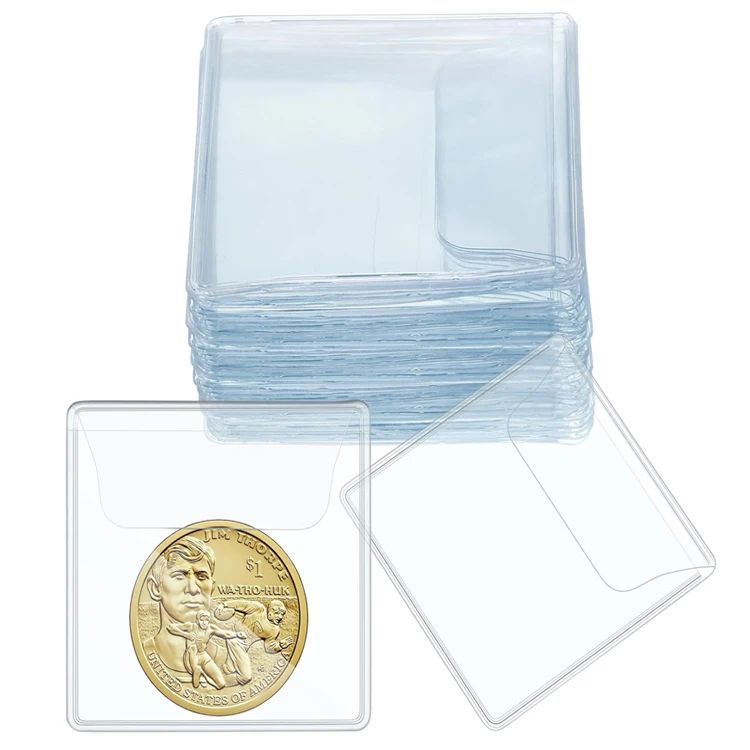 Single Pocket  Coin Sleeves Collector Individual Clear for Coins Jewelry Small Item Storage Coin Collection Pocket Holder