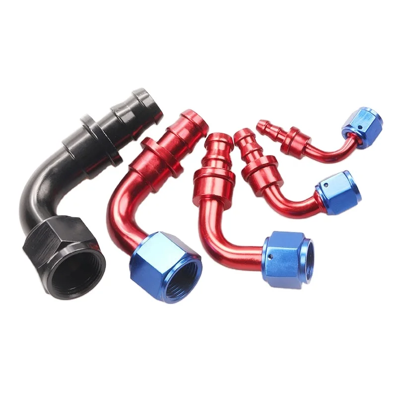 universal 90degree elbow 1/8 1/2 1/4 Male NPT Barb push on hose end polish aluminum AN ptfe tube swivel pipe straight fitting