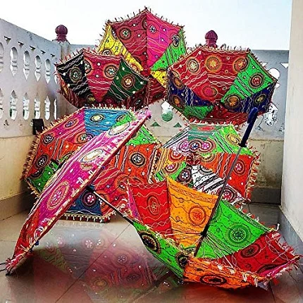 100% cotton Rajasthani Traditional Sun Embroidery and colorful design sun umbrella