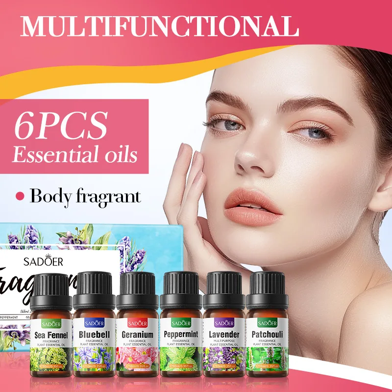 Essential Oil Gift Set 6 pcs Pure Essential Oil Perfume Fragrance Oil for Aroma Diffuser Massage Candle