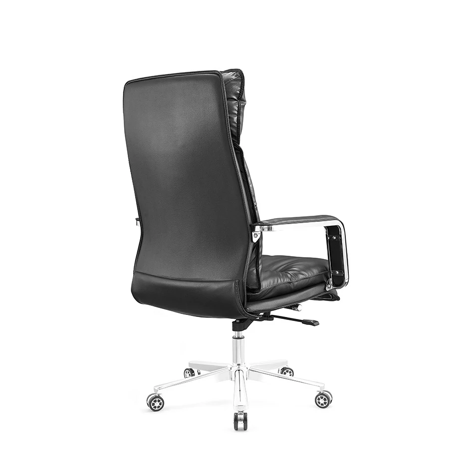 Luxury High Back Ergonomic High quality executive metal frame office desk and chair set PU leather office padded chair