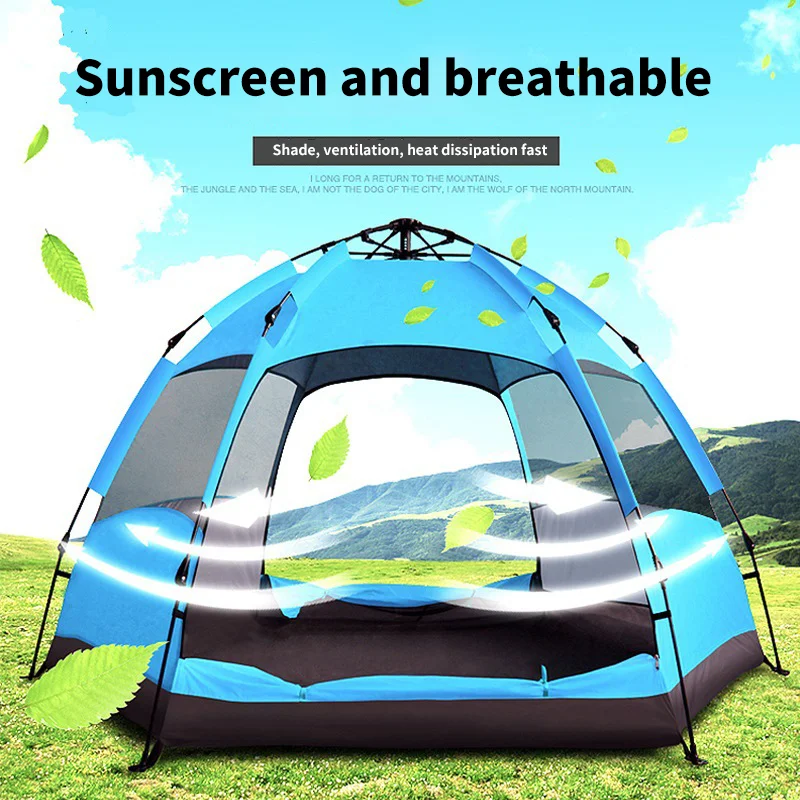 New Arrival 3-4 person double leisure ways house dome big canopy pop up family waterproof camping outdoor tents