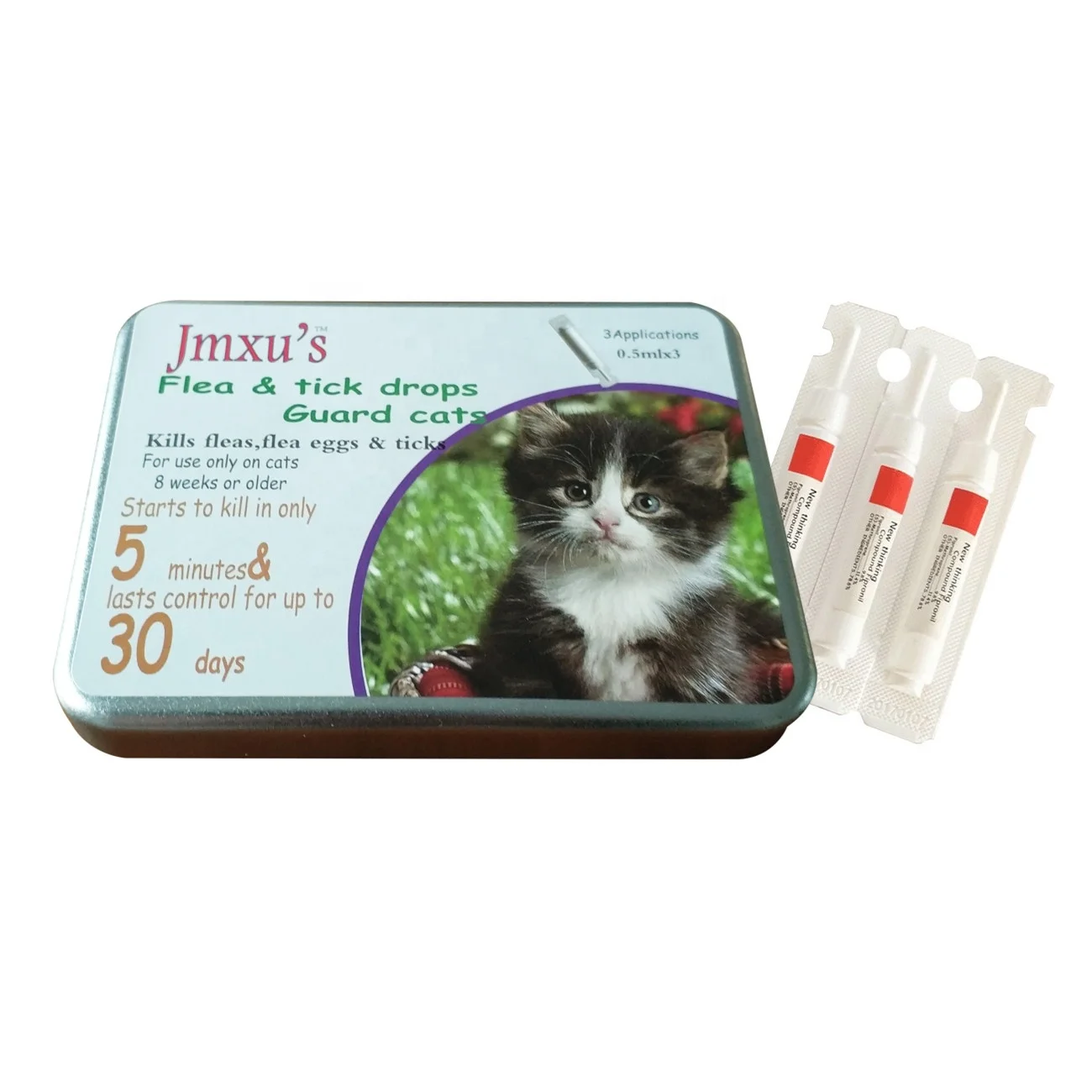 Flea Drops for Cat with 3 Pipettes, Flea Spot On, Flea Treatment for Cats