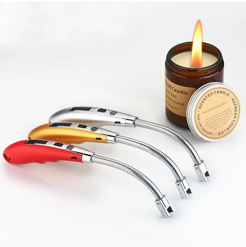 Customized USB Rechargeable Arc Decorative Candle Lighter With Long Neck Flameless Windproof Camping Kitchen Cooking Lighter