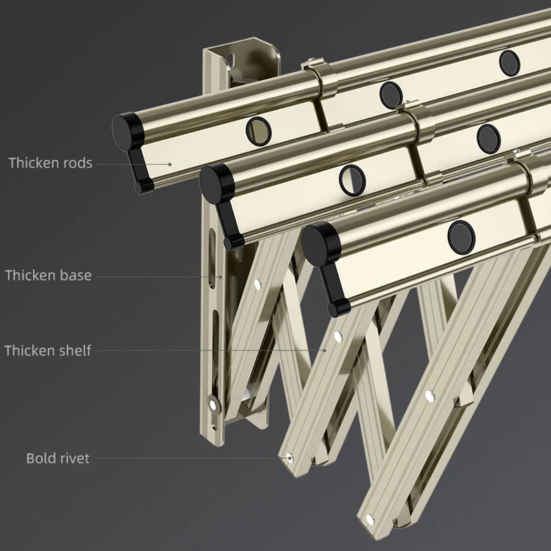 outdoor wall mount push-pull folding clothes hanger drying rack No rust aluminium telescopic clothes-hanger