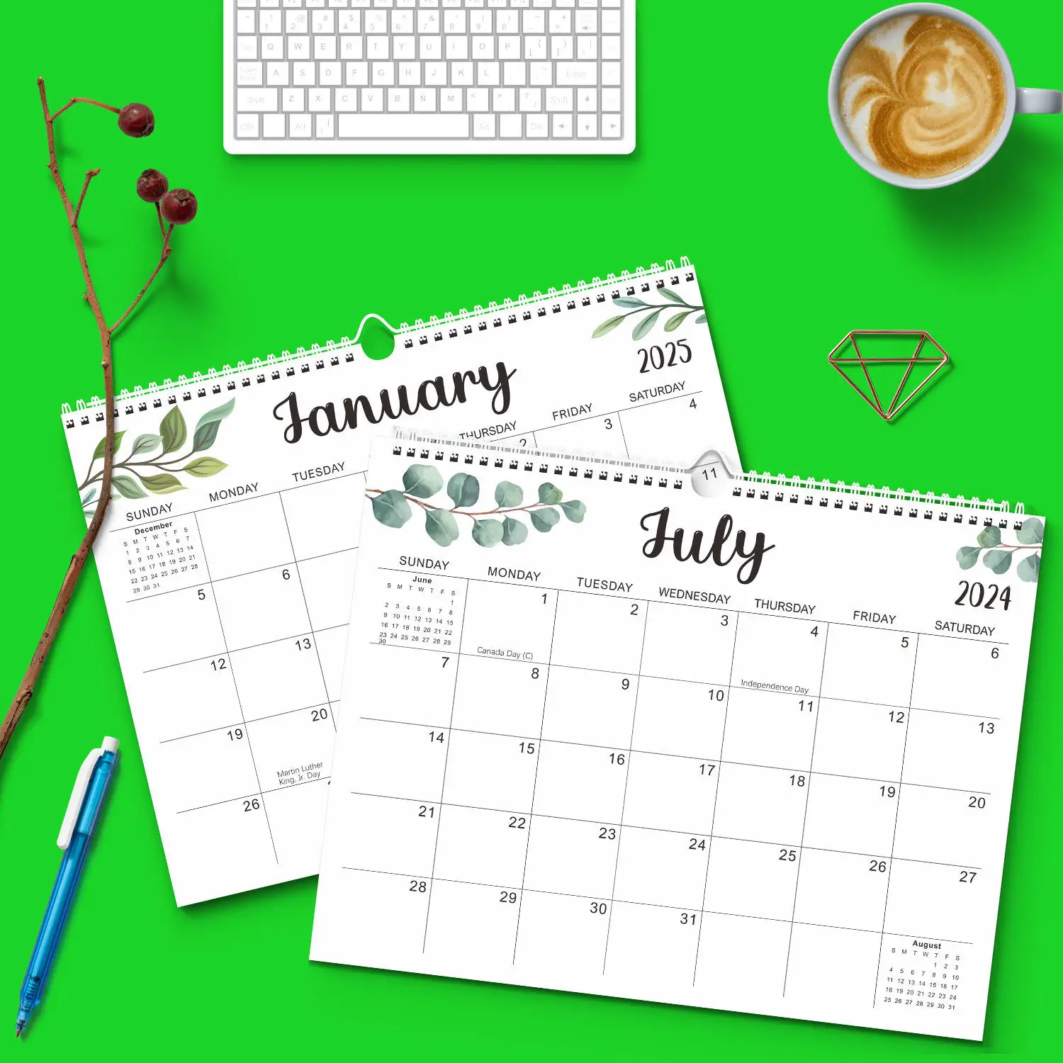 Promotional custom 2025 Schedule planner Coil binding Wall calendar Monthly plan calendar Business supplies