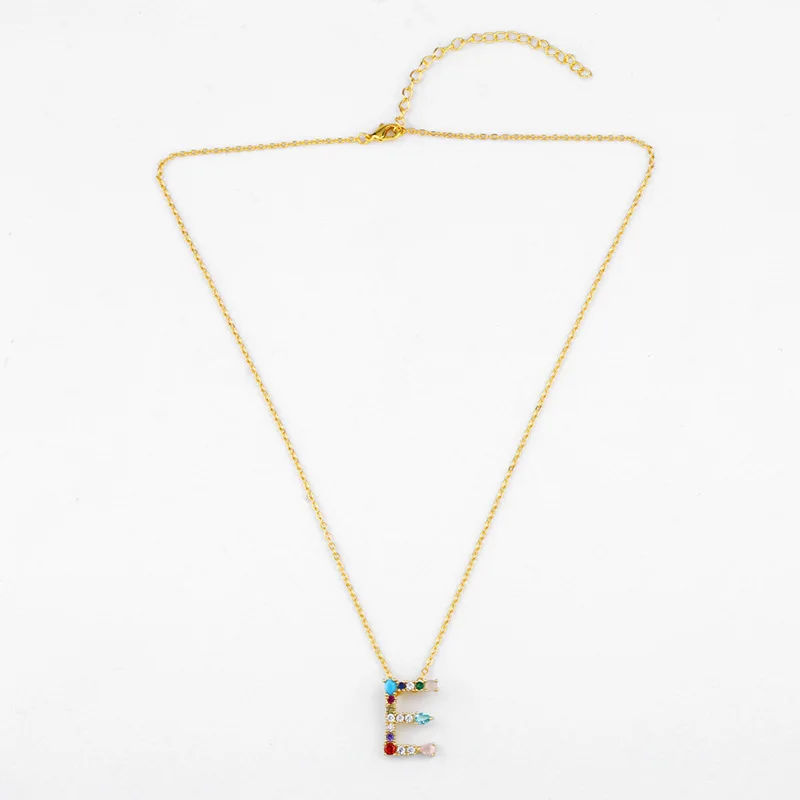 Letter Necklace Color Zircon Couple DIY A- Z Female Pendant Customized