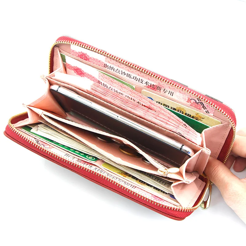 JF2036 Стильный женский кошелек ручной работы из кожи в клетку с ремешком на запястье