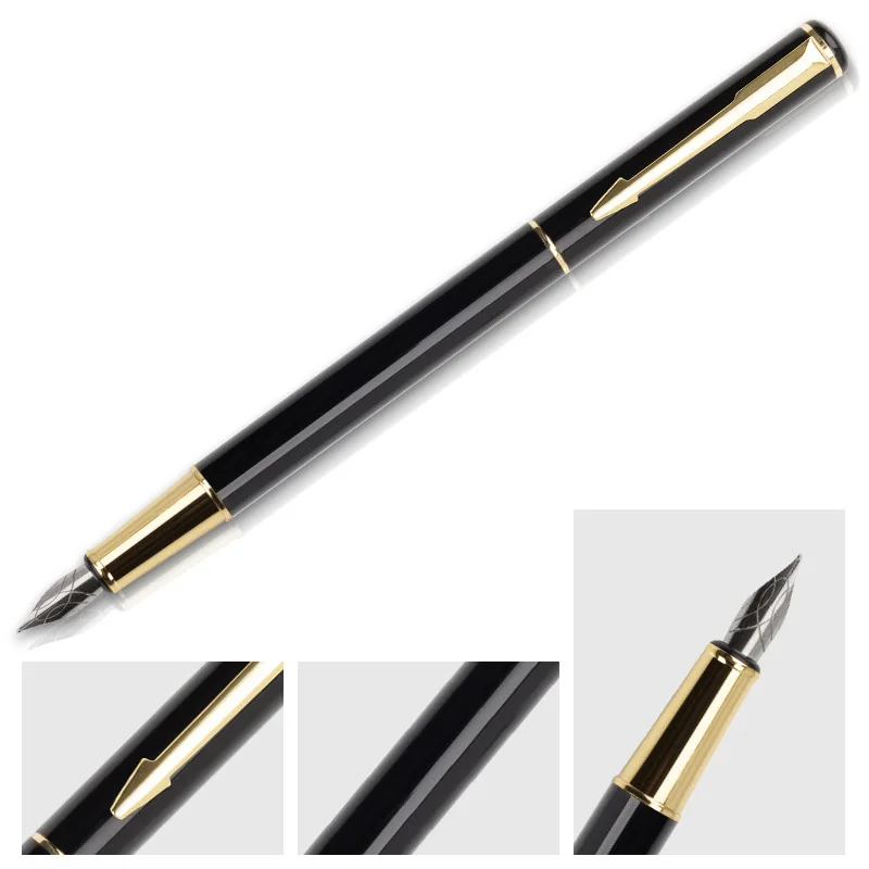 High Quality Best Selling Custom Logo Fountain Ink Pen set Boutique Packaging Luxury Black Pens with Box