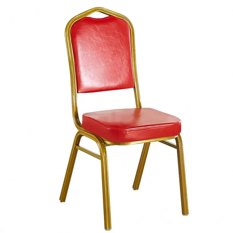 Popular Design Best Fabric Stackable Rental Gold Metal Iron Steel Wedding Banquet Hall Hotel Chairs