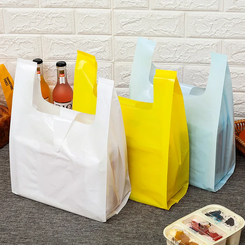 Custom Logo T Shirt Bags Retail Plastic Tshirt Supermarket Grocery Shopping Bag T-Shirt Vest Bags