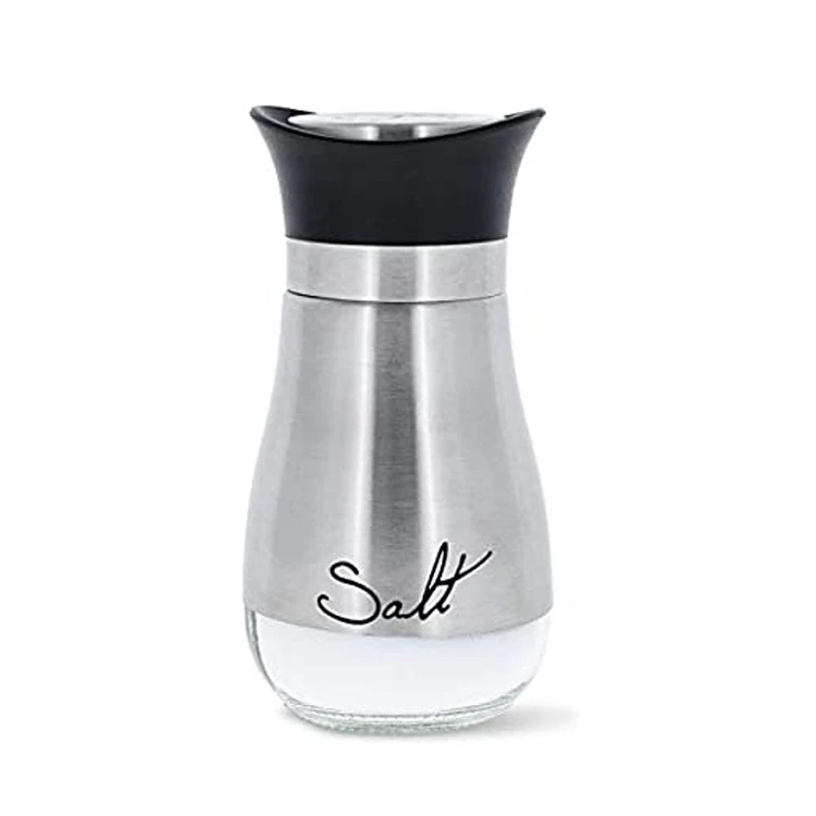 
100ml small salt and pepper glass spice bottle with stainless steel coating 