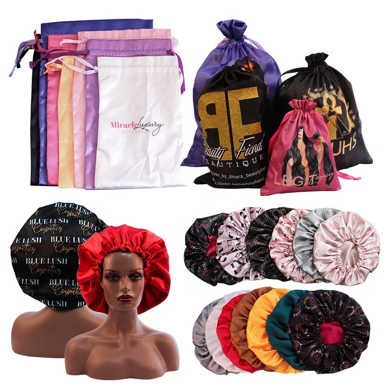 Factory Selling Reversible Silk Headband And Satin Hair Wraps Sleep Satin Hair Bonnets With Logo Custom