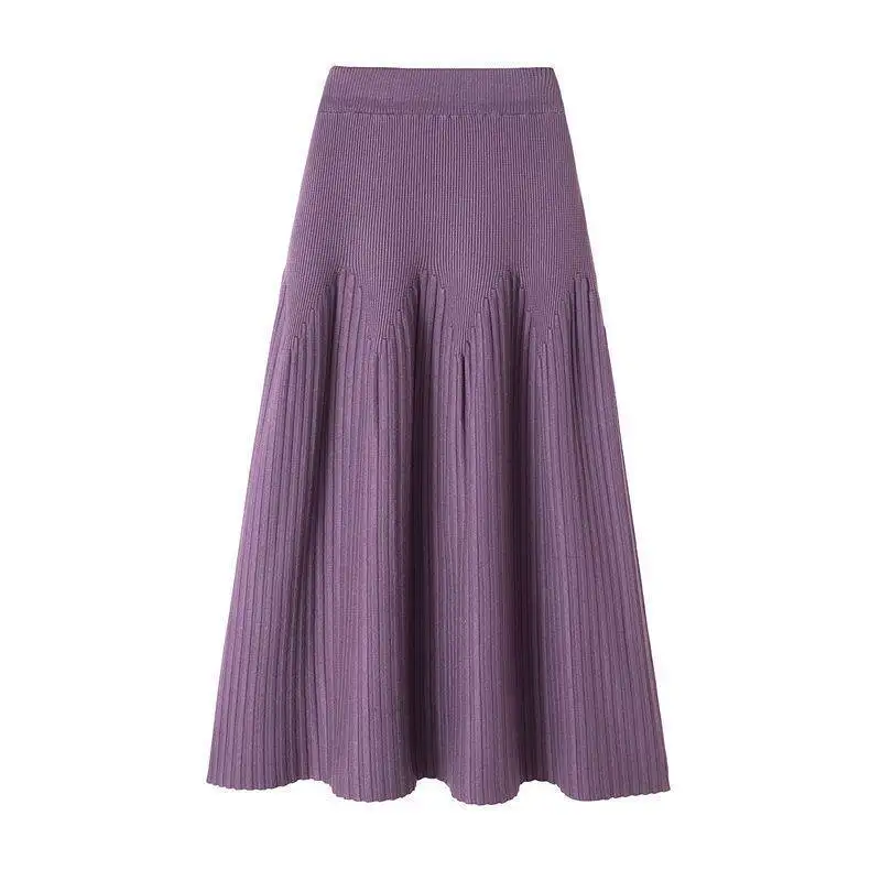 2023 Knit Skirt Midi Length Pleated Long Skirts For Women A Line Thick Slim High Quality Skirts For Women