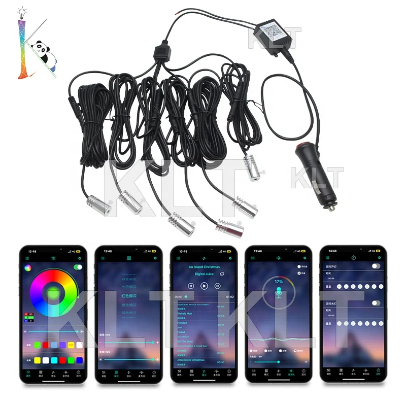 KLT 8m Car Styling Cold Light Ambience Lamp Line Car Lights Neon Car Led Rgb Neon Interior Atmosphere Light Strip